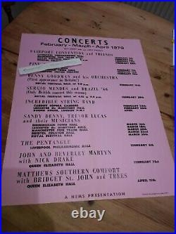 Rare Pink Floyd Nick Drake John Martyn Sandy Denny concert promo Poster ORIGINAL