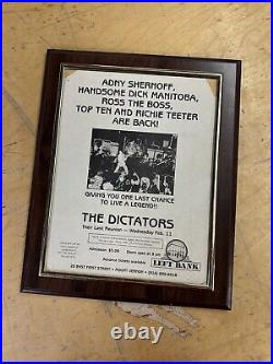Rare Vintage 70's The Dictators Concert Flyer Poster Bill Punk Hard Rock 11x13.5