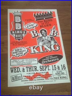 Rare Vintage BB King Concert Promo Poster From Birthday Party