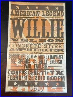 Rare! WILLIE NELSON Concert Poster Hatch Show Print 2010 Corpus Christi TX #/75