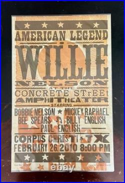 Rare! WILLIE NELSON Concert Poster Hatch Show Print 2010 Corpus Christi TX #/75