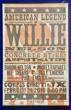 Rare! WILLIE NELSON Concert Poster Hatch Show Print 2010 Corpus Christi TX #/75