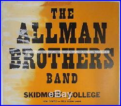 Rare original Duane-era ALLMAN BROTHERS Skidmore College concert poster 1971
