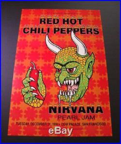 Red Hot Chili Peppers Pearl Jam Nirvana Original Concert Poster / 1st Printing