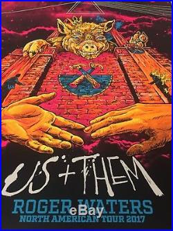 Roger Waters Us and Them Concert Poster 2017 Signed Pink Floyd Black Light Print