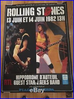Rolling Stones Original Giant Concert Poster 6/13-14/1982 Hippodrome France