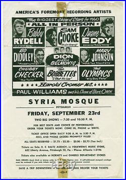 SAM COOKE Duane Eddy BO DIDDLEY Dion The Belmonts Original 1960 Concert Handbill