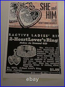 SHE and HIM Mercury Lounge Nashville Signed /80 Original Concert Poster