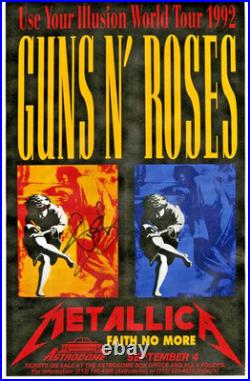 Slash Hand Signed Gig concert poster 9/4/1992 Houston Astrodome Illusions Tour