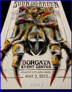 Soundgarden 2013 Concert Tour Poster Signed Derek Hess Borgata Atlantic City Nj