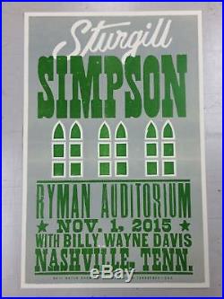 Sturgill Simpson 2015 Hatch Show Print Concert 3 Poster Set Ryman Nashville TN