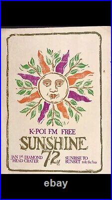 Sunshine? Crater Festival 72 ORIG Vintage Hawaii Concert Poster ULTRA RARE