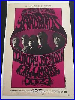 Super Rare Authentic Bill Graham Fillmore Concert Poster Yardbirds 10/23/66