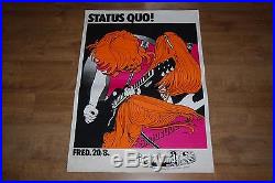 Super-rare Large Original Status Quo 1976 Sweden Stockholm Psych Concert Poster