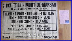 THE CLASH DAMNED JAM POLICE original french concert poster'77 punk