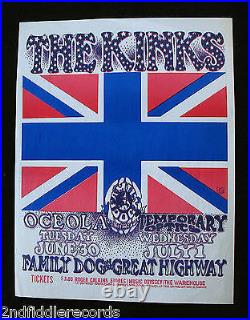 THE KINKS-RARE FAMILY DOG ON THE GREAT HIGHWAY CONCERT POSTER-Ex. Condition