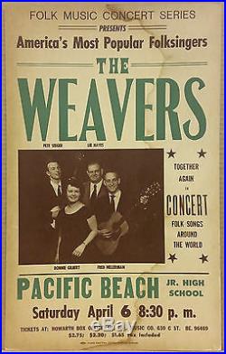 THE WEAVERS PETE SEEGER Original 1957 Cardboard Boxing Style Concert Poster
