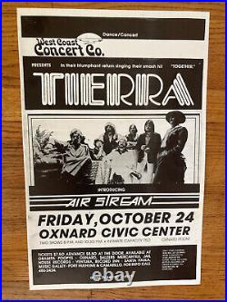TIERRA Vintage Concert Poster Oxnard Civic Center Air Stream Together 1980s