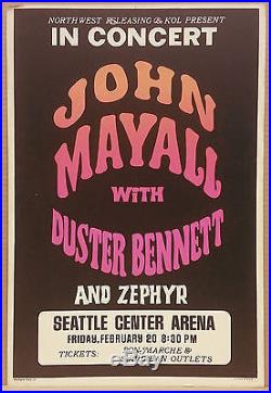 TOMMY BOLIN Zephyr JOHN MAYALL Original 1971 Boxing Style Concert Poster