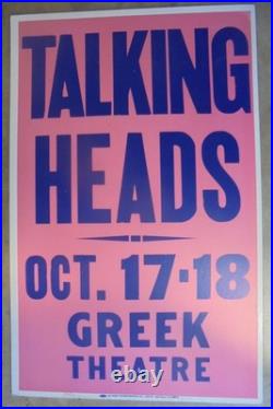 Talking Heads At The Greek Theatre Original Vintage Concert Promotion Poster