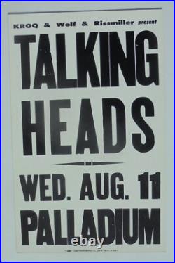 Talking Heads At The Palladium Original Vintage Concert Promotion Poster