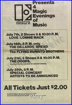 The Doors Gram Parsons Love Los Angeles 1969 Concert News Ad Poster Original
