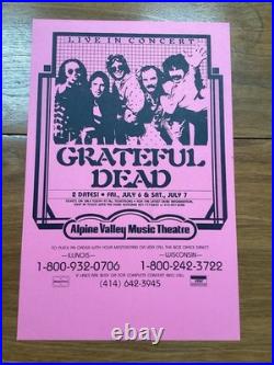 The Grateful Dead Original 1984 Alpine Valley Concert Tour Promotional Poster