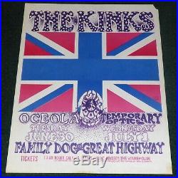 The Kinks Family Dog On The Great Highway Original 1969 Concert Poster