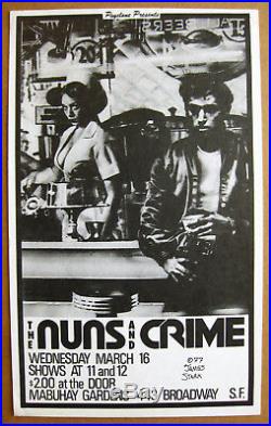 The NUNS & CRIME 1977 Mabuhay Gardens CONCERT POSTER James Stark PUNK Minty