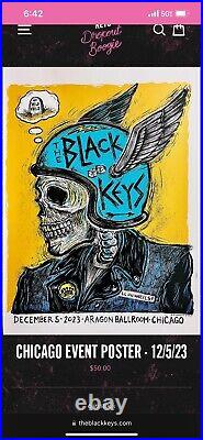 The black keys concert poster Chicago 12/5/2023 S&N #196 Stored In tube