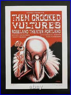 Them Crooked Vultures Concert Poster Signed Justin Hampton P/P Portland 2009