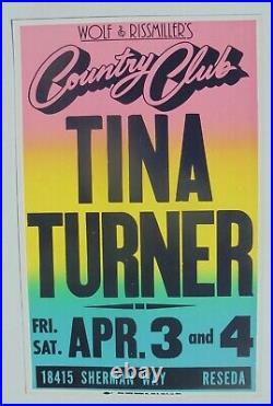 Tina Turner Country Club Original Vintage Concert Promotion Poster Tina Turner Country Club Original Vintage Concert Promotion Poster