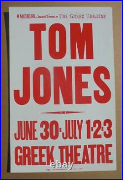 Tom Jones Greek Theatre Original Vintage Concert Promotion Poster Tom Jones Greek Theatre Original Vintage Concert Promotion Poster