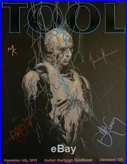 Tool signed poster cleveland 2019 concert tour fear inoculum group autographed