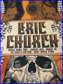 Two Rare Eric Church Concert Posters 1/2019 Omaha NE Signed-Numbered #/50 AE