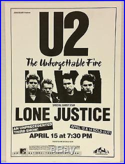 U2 Lone Justice Original 1985 Unforgettable Fire Concert Poster