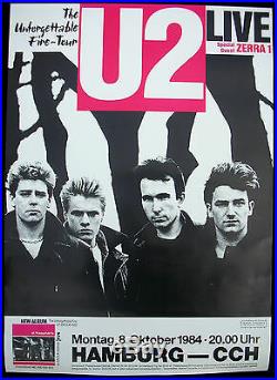 U2 The Unforgettable Fire 1984 HAMBURG Concert POSTER Edge Bono Larry Adam MINTY