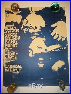 Ultra Rare 1968 Original Vintage Steve Miller Band, Buddy Guy Concert Poster