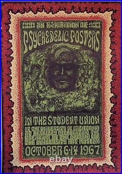 VINTAGE CONCERT POSTER 1967 Exhibition of Psychedelic Wes Wilson UC Berkeley