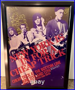 VTG 1979 Cheap Trick Concert Poster Bottom Line NYC Professionally Framed