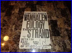 Van Halen Original Concert Show Poster 1977 Eddie David Lee Roth Alex Buena Park