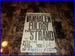 Van Halen Original Concert Show Poster 1977 Eddie David Lee Roth Alex Buena Park