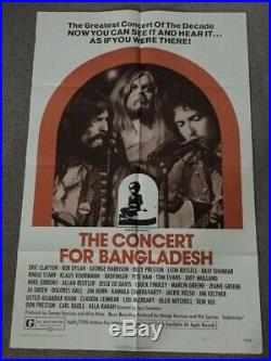 Vintage 1972 Concert For Bangladesh Original Movie House Full Sheet Poster