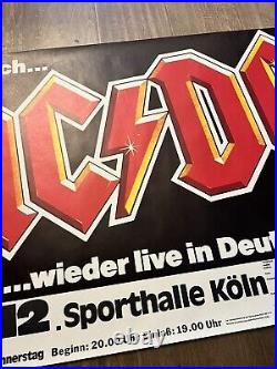 Vintage 1982 AC/DC CONCERT PROMO POSTER GERMANY RARE FOR THOSE ABOUT TO ROCK