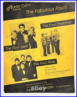 Vintage 1986 Fabulous Fours Concert Poster Autographed Four Lads Aces Freshmen