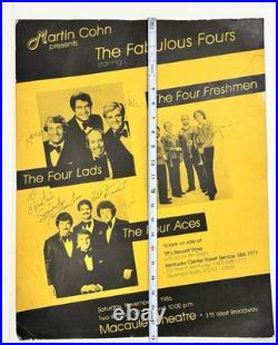 Vintage 1986 Fabulous Fours Concert Poster Autographed Four Lads Aces Freshmen