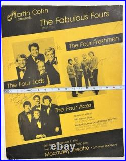 Vintage 1986 Fabulous Fours Concert Poster Autographed Four Lads Aces Freshmen
