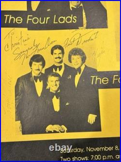 Vintage 1986 Fabulous Fours Concert Poster Autographed Four Lads Aces Freshmen