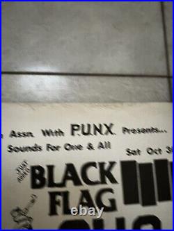 Vintage 80's Original Punk Rock concert poster Black Flag Circle Jerks Bad Reli