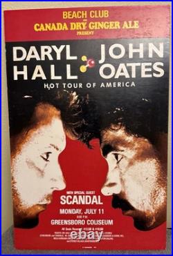Vintage Authentic Mounted Hall & Oates 1983 Concert Poster @ Greensboro Coliseum